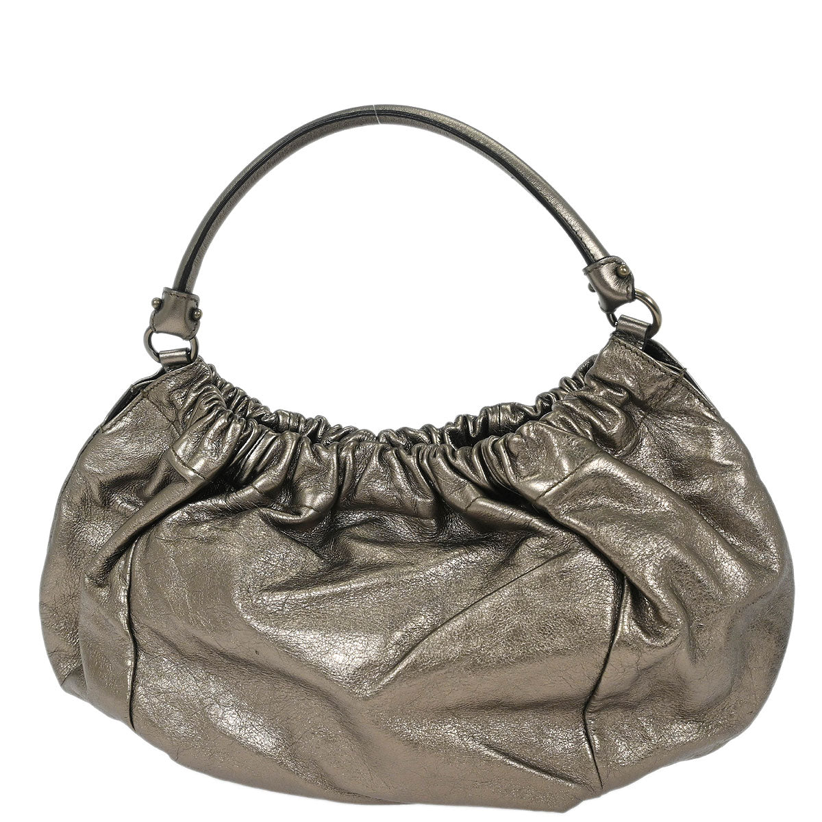 Salvatore Ferragamo Metallic Bronze Leather Vara Bow Handbag