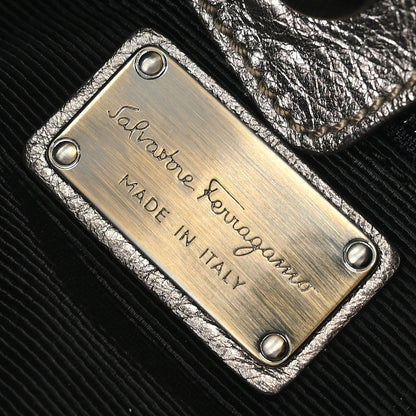 Salvatore Ferragamo Metallic Bronze Leather Vara Bow Handbag