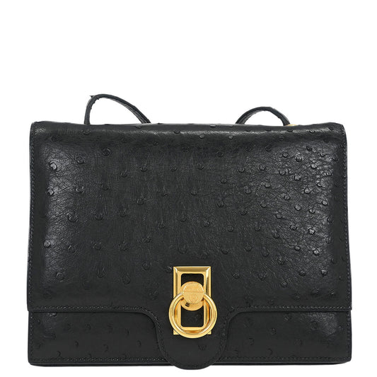 Hermes * Black Ostrich Shoulder Bag
