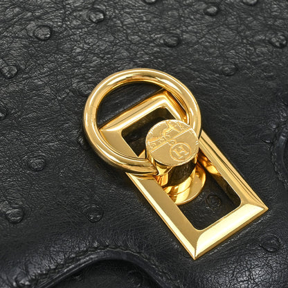Hermes * Black Ostrich Shoulder Bag