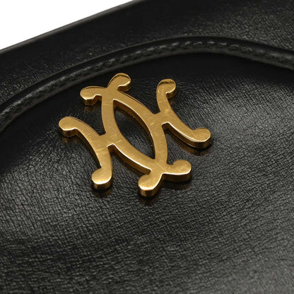 Hermes Black Box Calf Double H Shoulder Bag