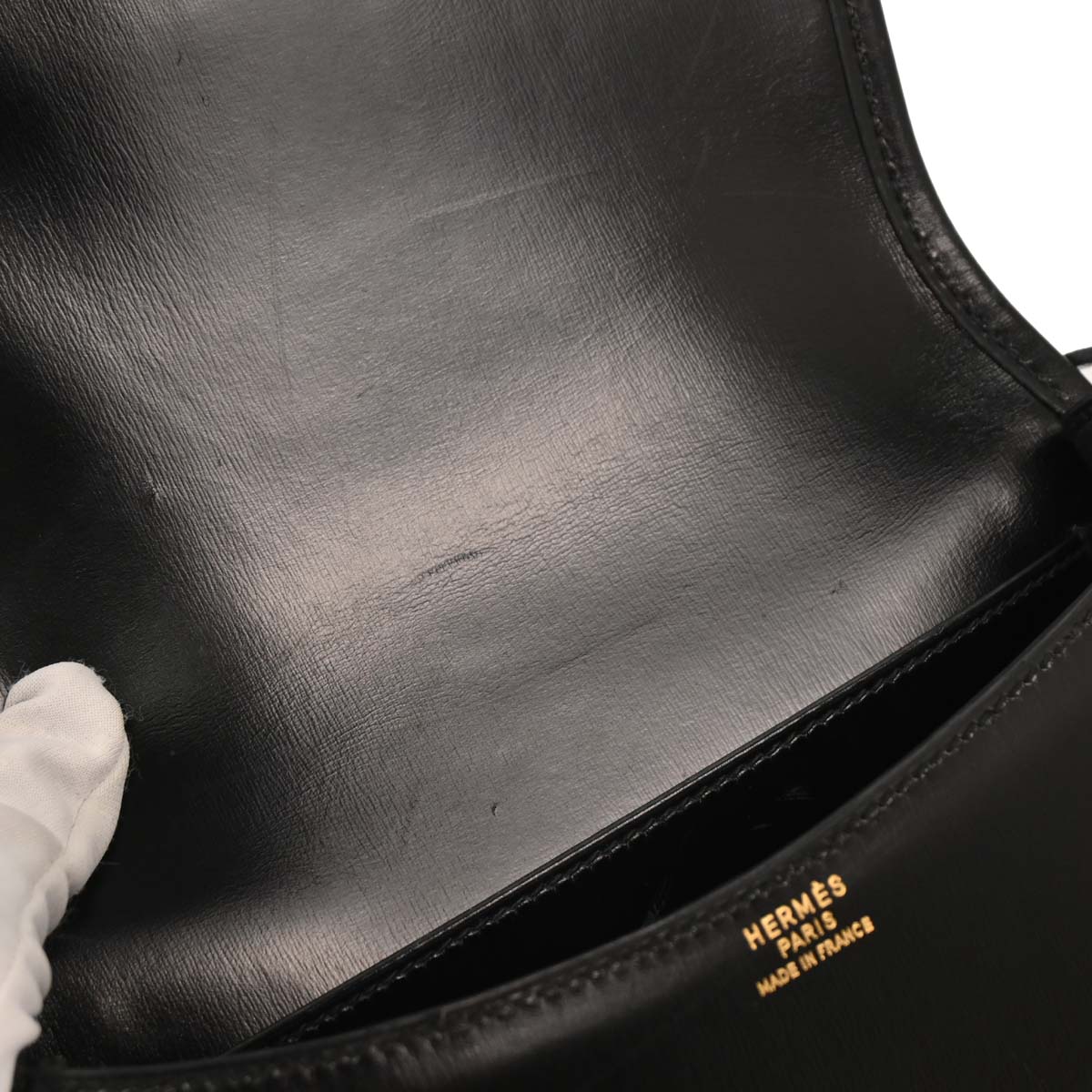 Hermes Black Box Calf Double H Shoulder Bag
