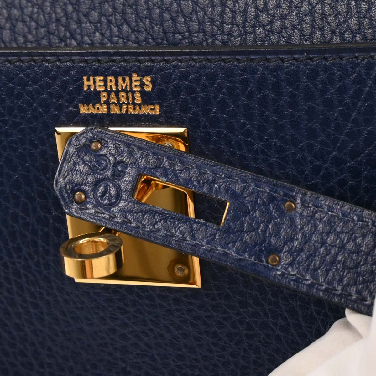 Hermes Blue Indigo Barenia Kelly 32 Retourne 2way Shoulder Handbag