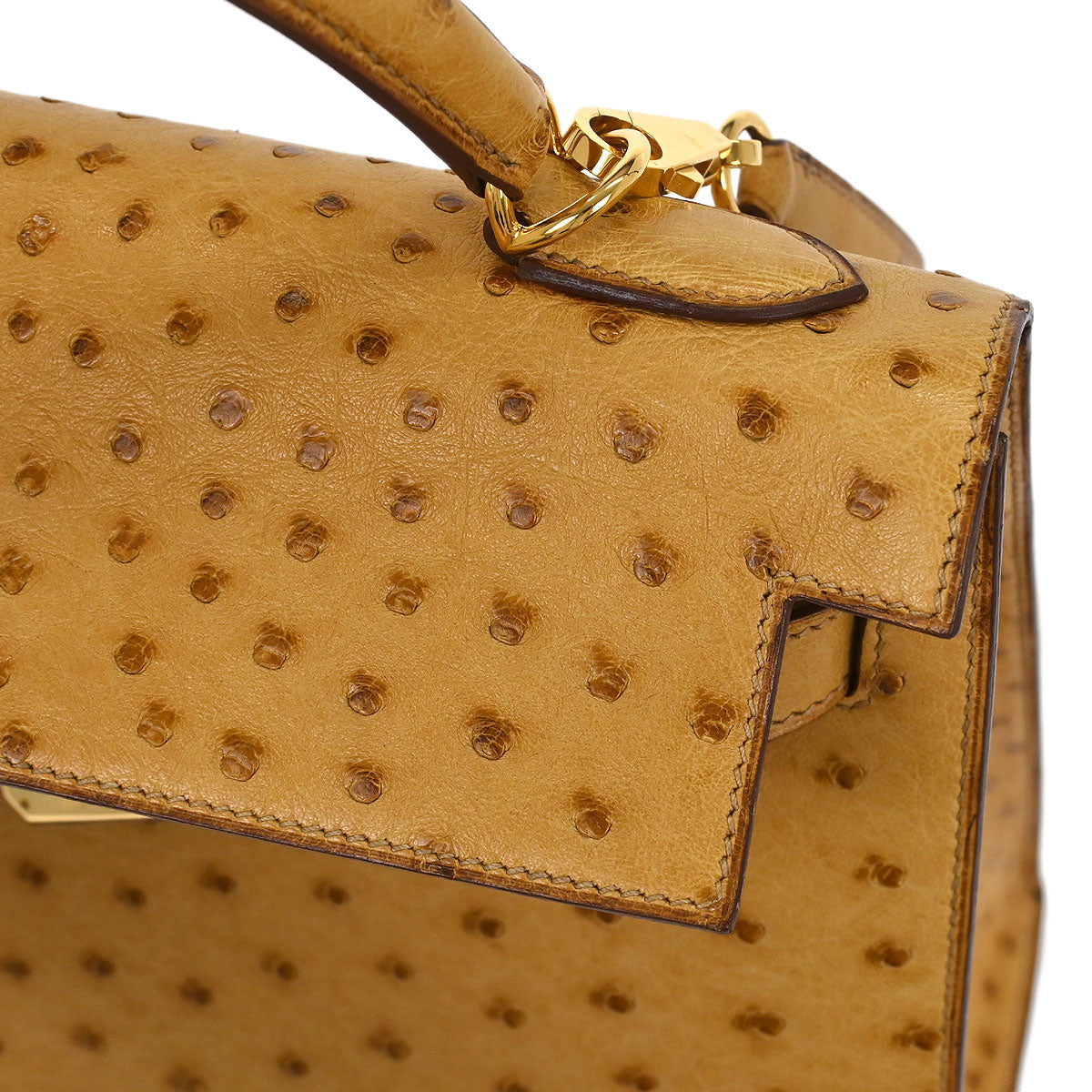 Hermes * Saffron Ostrich Kelly 32 Sellier Handbag