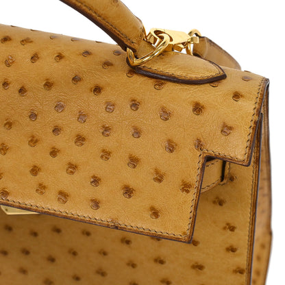 Hermes * Saffron Ostrich Kelly 32 Sellier Handbag