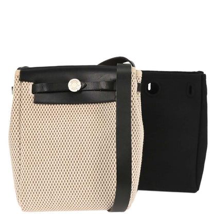 Hermes Beige Black Toile GM Officier Herbag TPM 2 in 1 Shoulder Bag