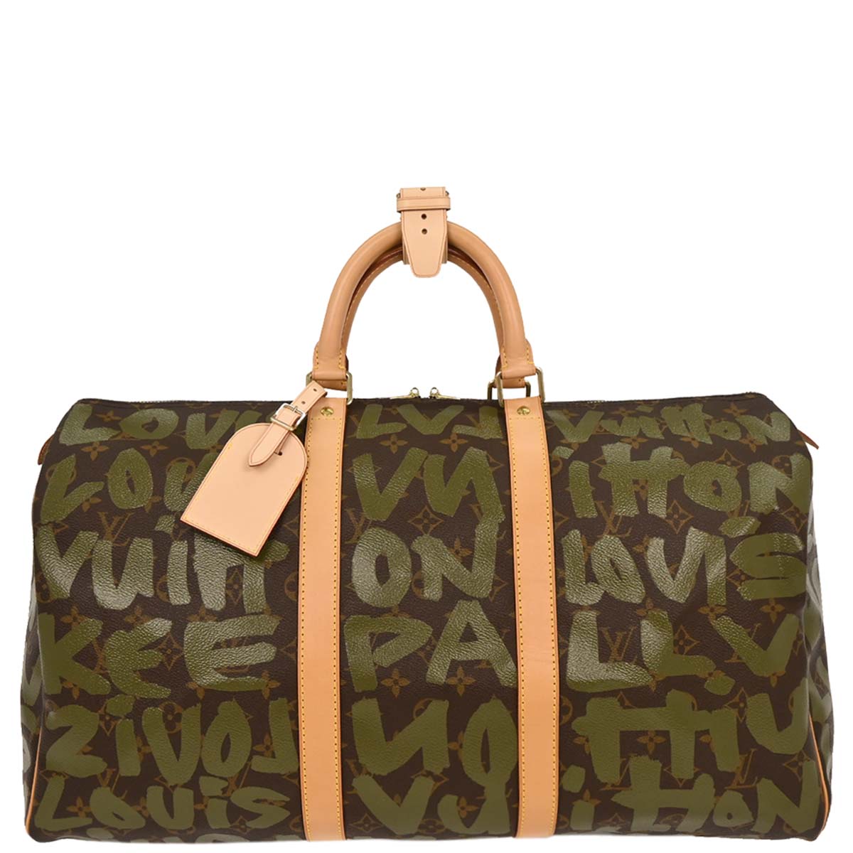 Louis Vuitton Khaki Monogram Graffiti Keepall 50 Duffle Bag M92196