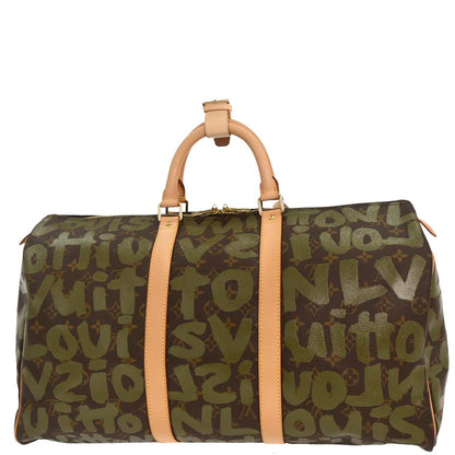 Louis Vuitton Khaki Monogram Graffiti Keepall 50 Duffle Bag M92196