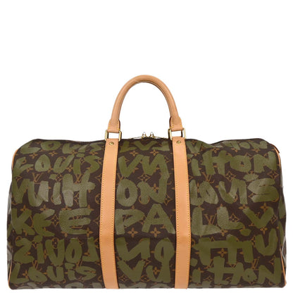 Louis Vuitton Khaki Monogram Graffiti Keepall 50 Duffle Bag M92196