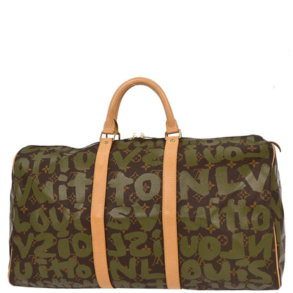 Louis Vuitton Khaki Monogram Graffiti Keepall 50 Duffle Bag M92196