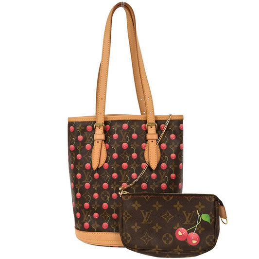 Louis Vuitton Monogram Cherry Bucket PM Tote Handbag M95012