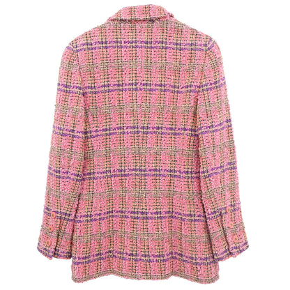 Chanel 1994 Double Breasted Jacket Tweed Pink #36