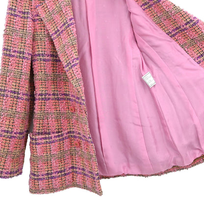 Chanel 1994 Double Breasted Jacket Tweed Pink #36