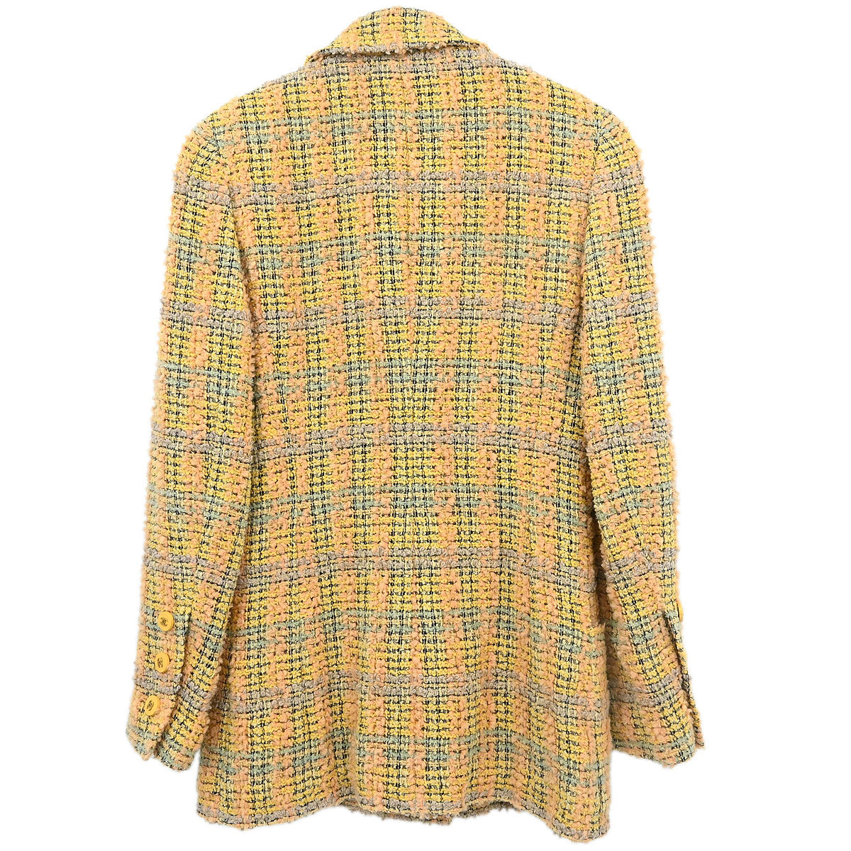 Chanel 1994 Double Breasted Jacket Tweed Yellow #36