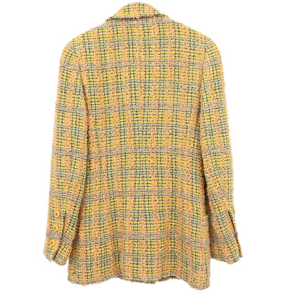 Chanel 1994 Double Breasted Jacket Tweed Yellow #36