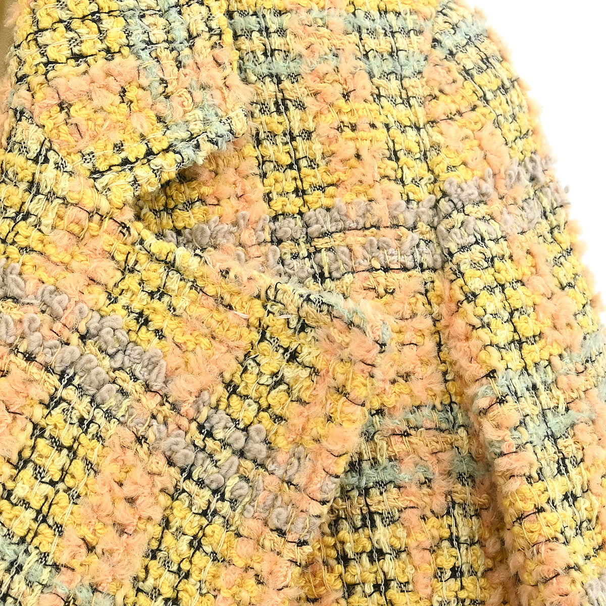 Chanel 1994 Double Breasted Jacket Tweed Yellow #36