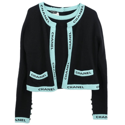 Chanel 1995 Ensemble Cardigan Short Sleeve Top Black #42