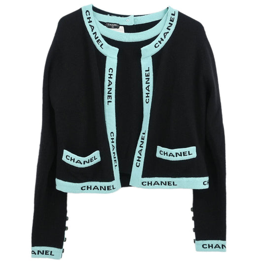 Chanel 1995 Ensemble Cardigan Short Sleeve Top Black #42