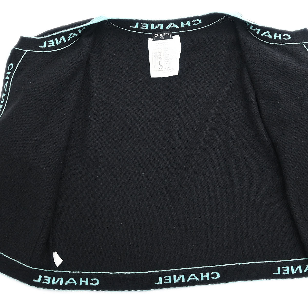 Chanel 1995 Ensemble Cardigan Short Sleeve Top Black #42
