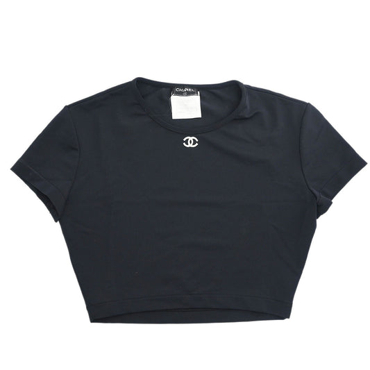 Chanel 1995 Cropped T-shirt Top Black #38