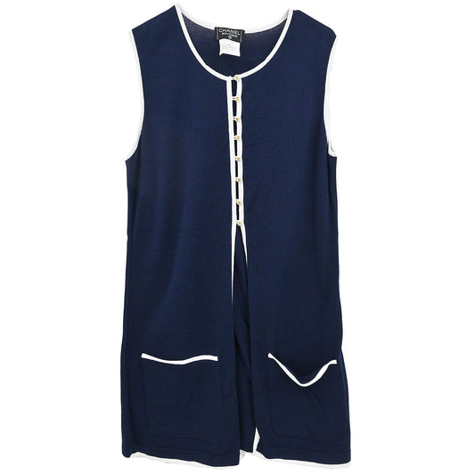 Chanel 1996 Sleeveless Top Navy #40