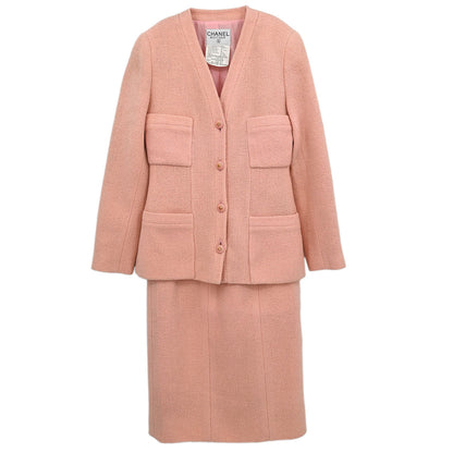 Chanel 1993 Setup Suit Jacket Skirt Pink #38