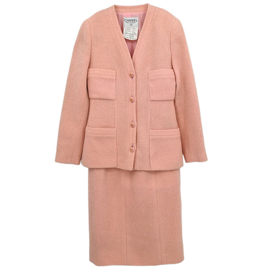Chanel 1993 Setup Suit Jacket Skirt Pink #38