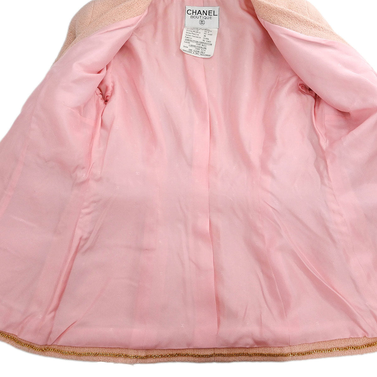 Chanel 1993 Setup Suit Jacket Skirt Pink #38