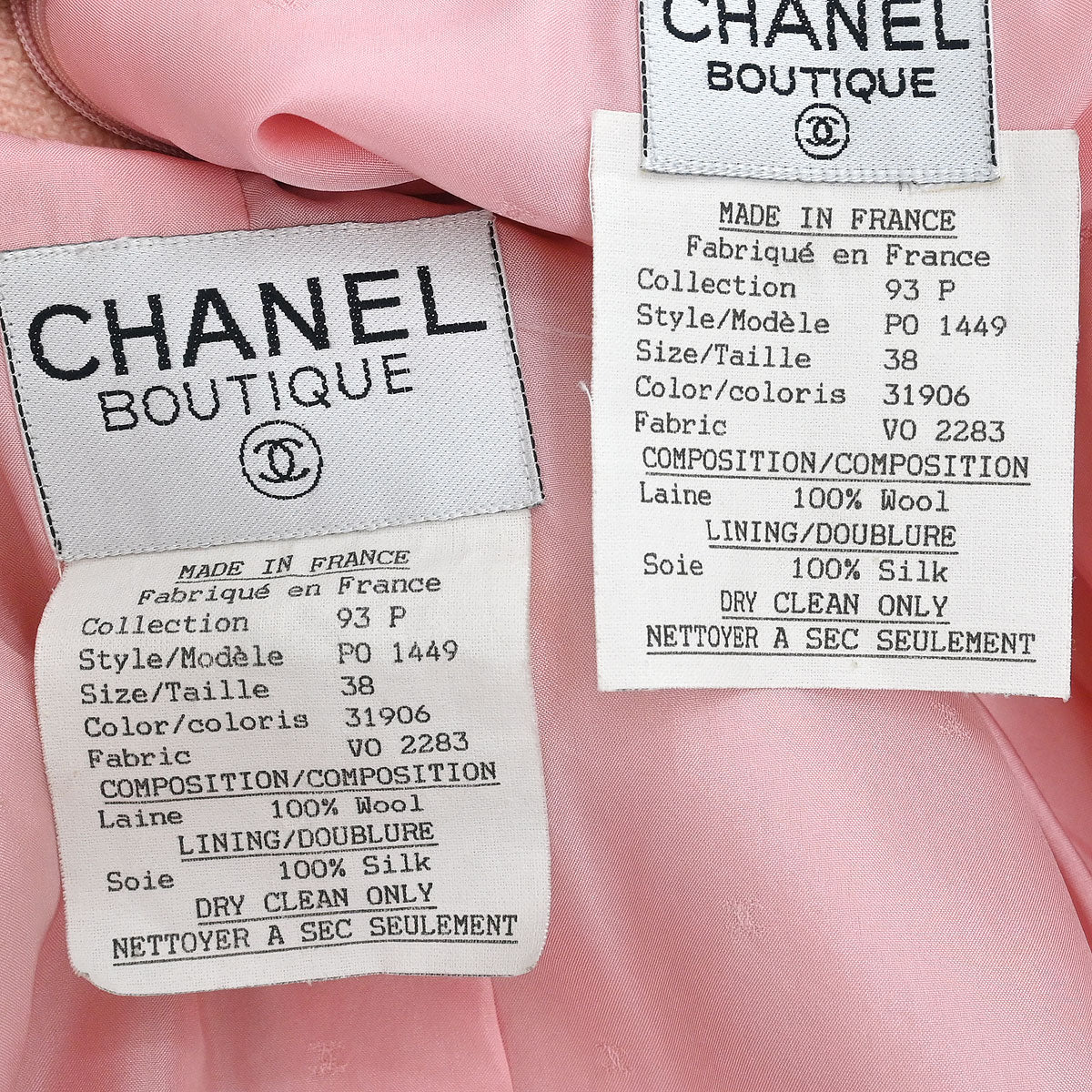 Chanel 1993 Setup Suit Jacket Skirt Pink #38