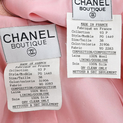 Chanel 1993 Setup Suit Jacket Skirt Pink #38