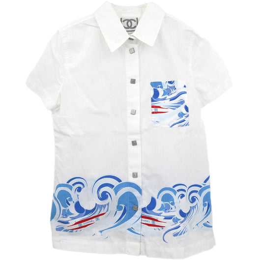 Chanel 2006 Sports Line Short Sleeve Shirt Blouse Top White #40