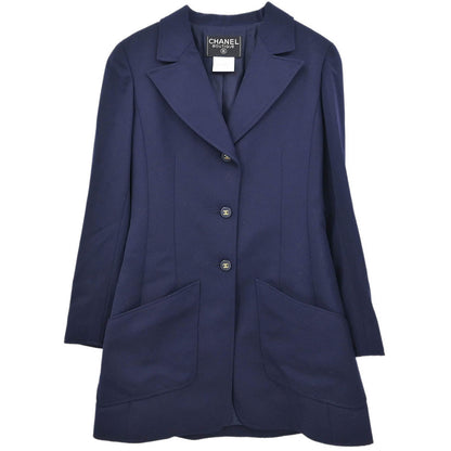 Chanel 1997 Single Breasted Jacket Navy #38