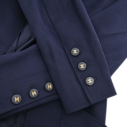 Chanel 1997 Single Breasted Jacket Navy #38