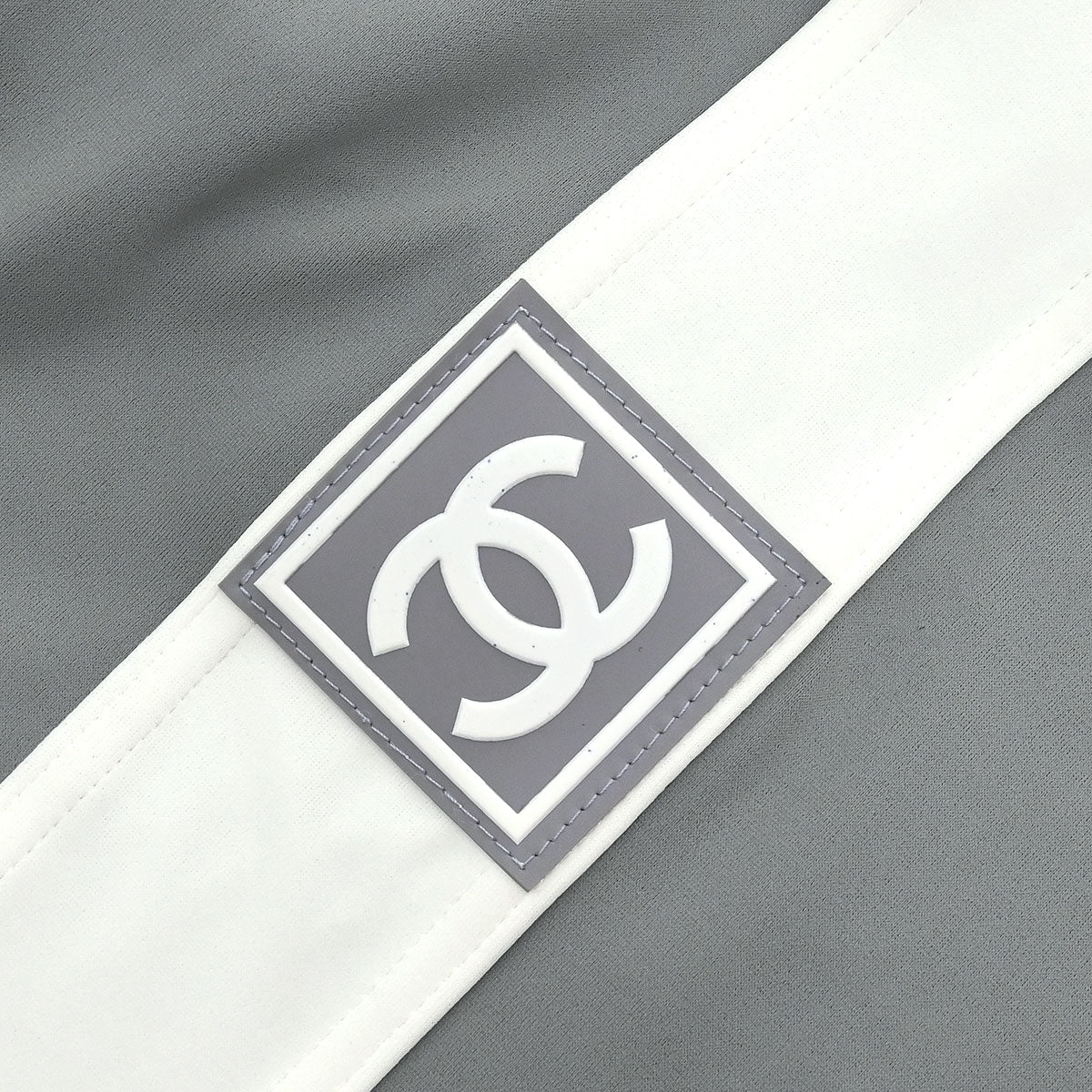 Chanel 2001 Swimwear Swimsuit Sport Line White Gray #40