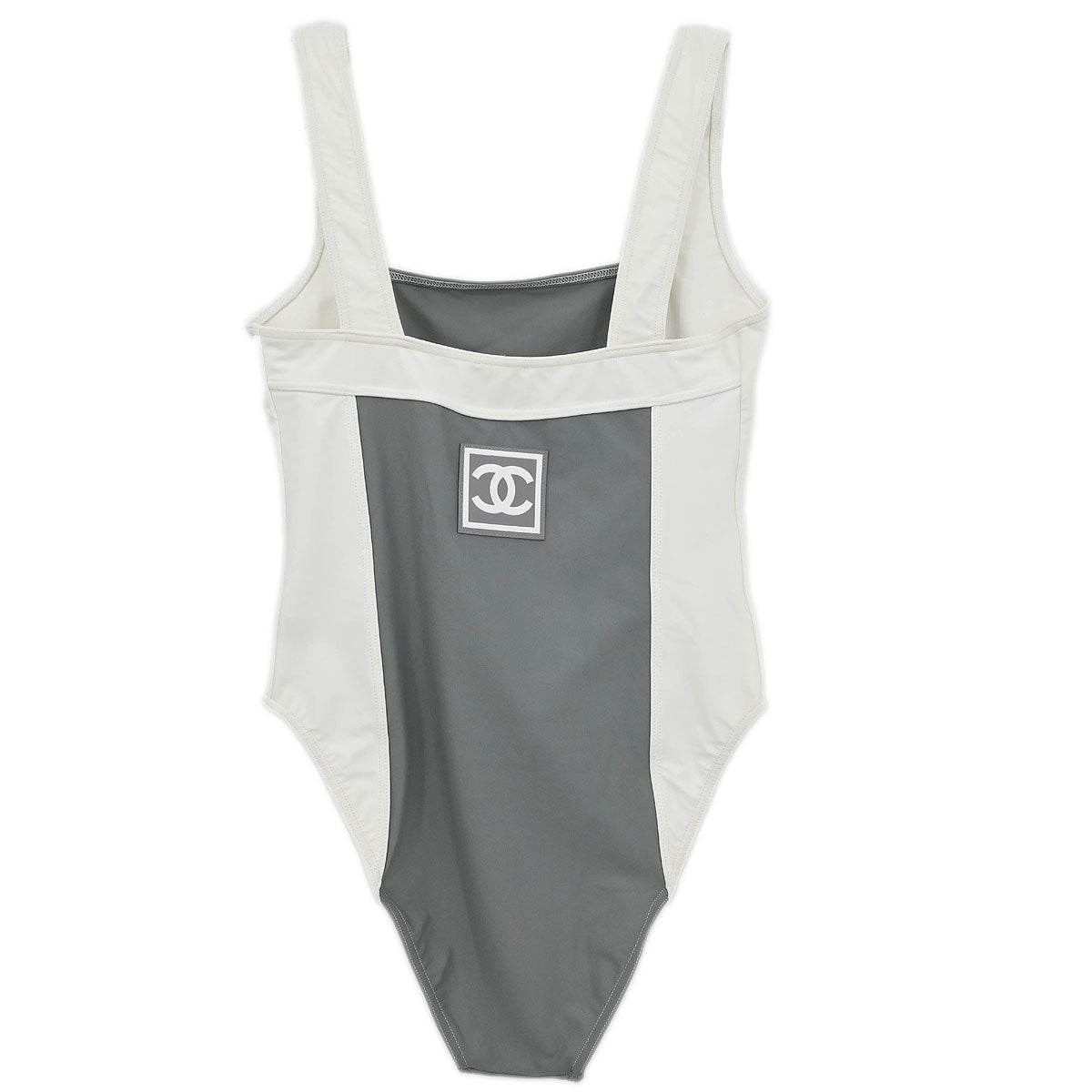 Chanel 2001 Swimwear Swimsuit Sport Line White Gray #40