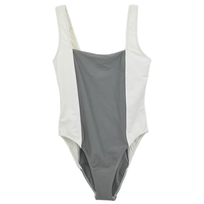 Chanel 2001 Swimwear Swimsuit Sport Line White Gray #40