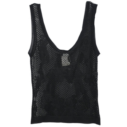 Chanel 2003 Sleeveless Tank Top Mesh Black #34