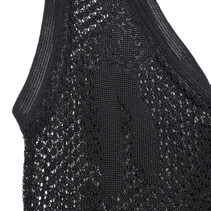 Chanel 2003 Sleeveless Tank Top Mesh Black #34