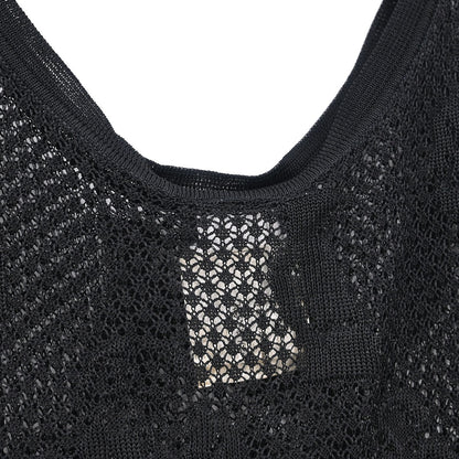 Chanel 2003 Sleeveless Tank Top Mesh Black #34