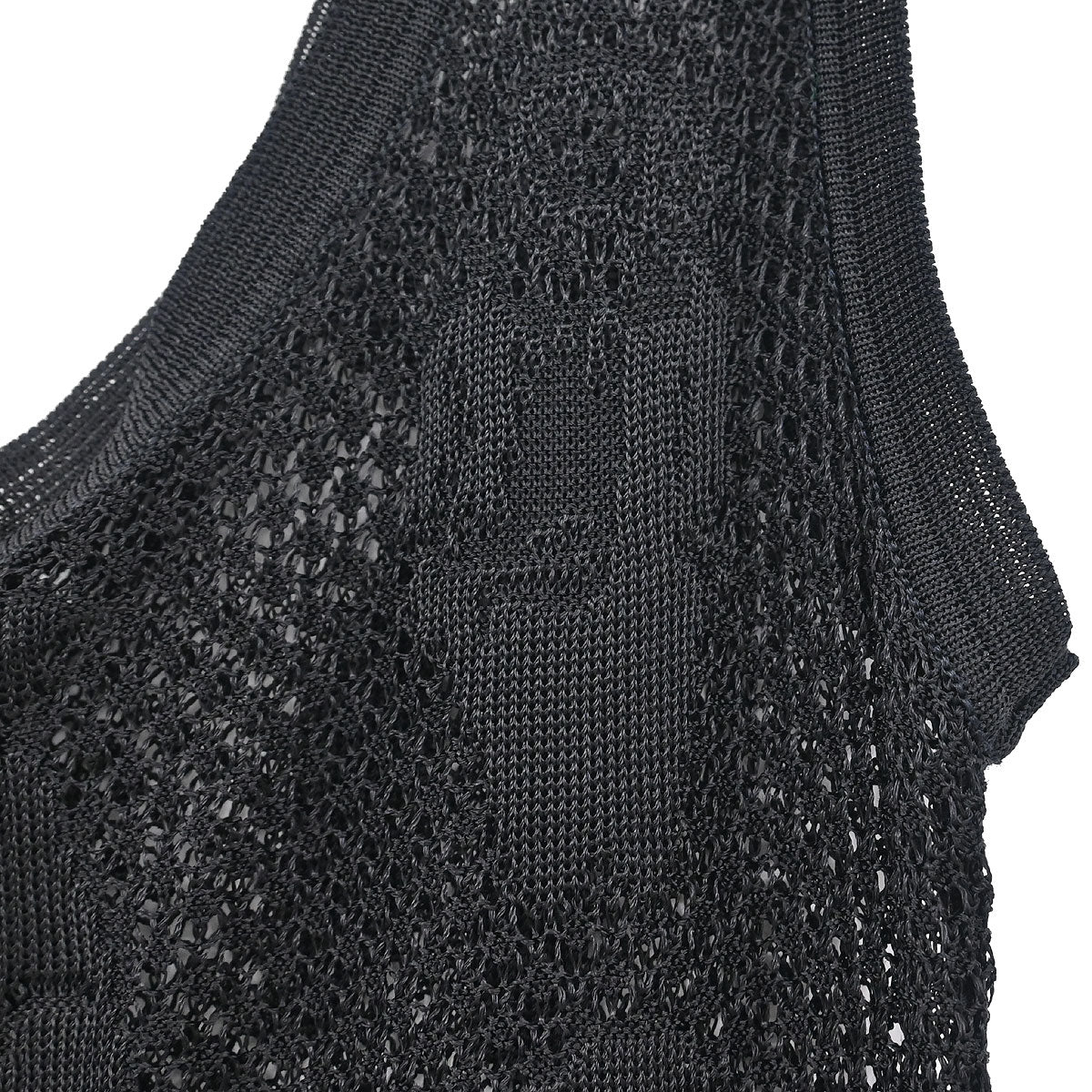 Chanel 2003 Sleeveless Tank Top Mesh Black #34