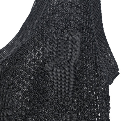 Chanel 2003 Sleeveless Tank Top Mesh Black #34