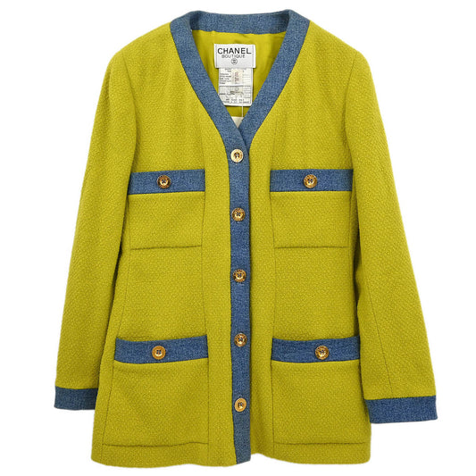 Chanel 1991 Single Breasted Jacket Green #42