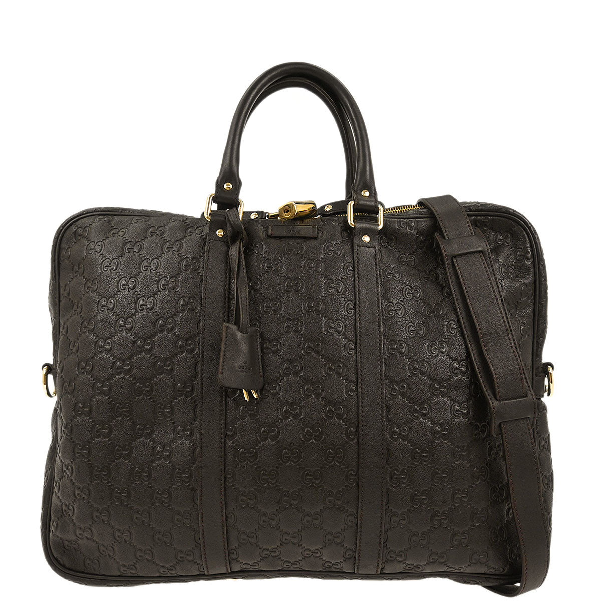 Gucci Black Guccissima GG Diamante Briefcase Handbag