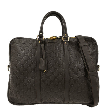 Gucci Black Guccissima GG Diamante Briefcase Handbag