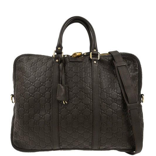 Gucci Black Guccissima GG Diamante Briefcase Handbag