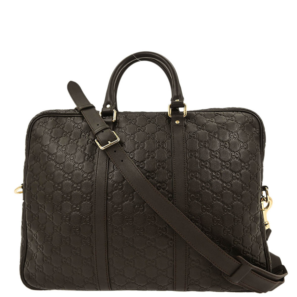 Gucci Black Guccissima GG Diamante Briefcase Handbag