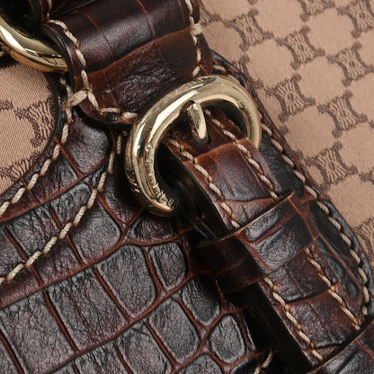 Celine Brown Canvas Macadam Boogie Tote Handbag