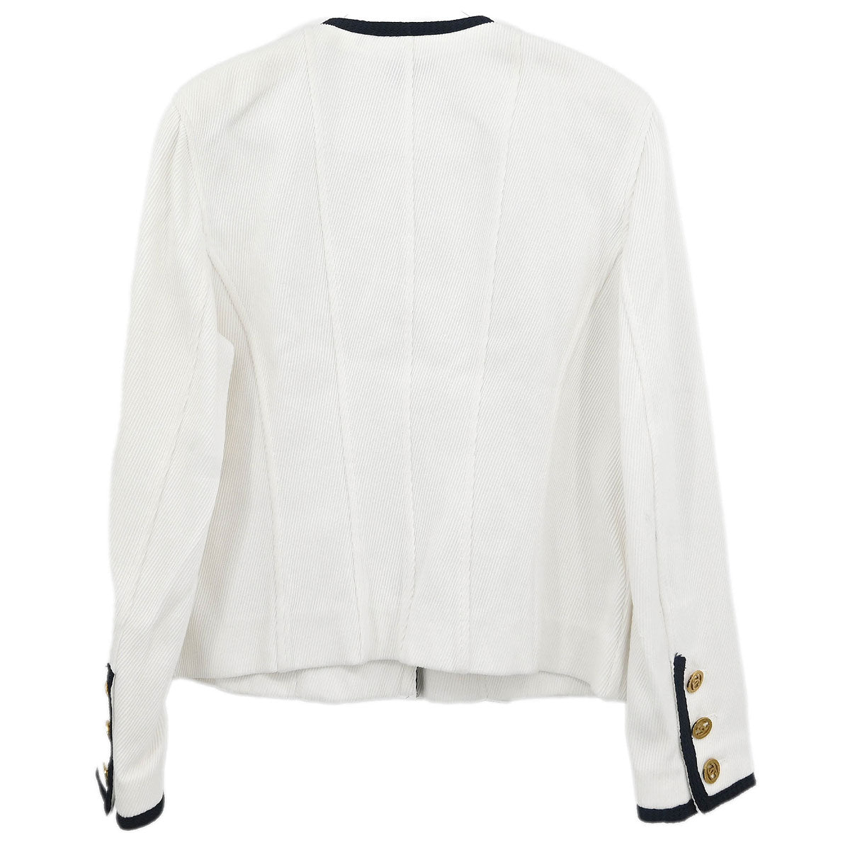 Chanel Single Breasted Collarless Jacket White #44