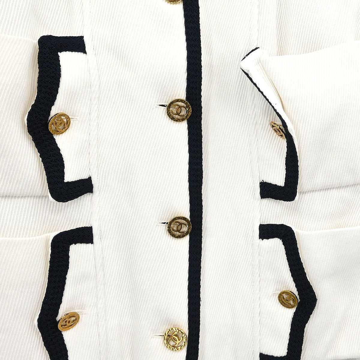 Chanel Single Breasted Collarless Jacket White #44