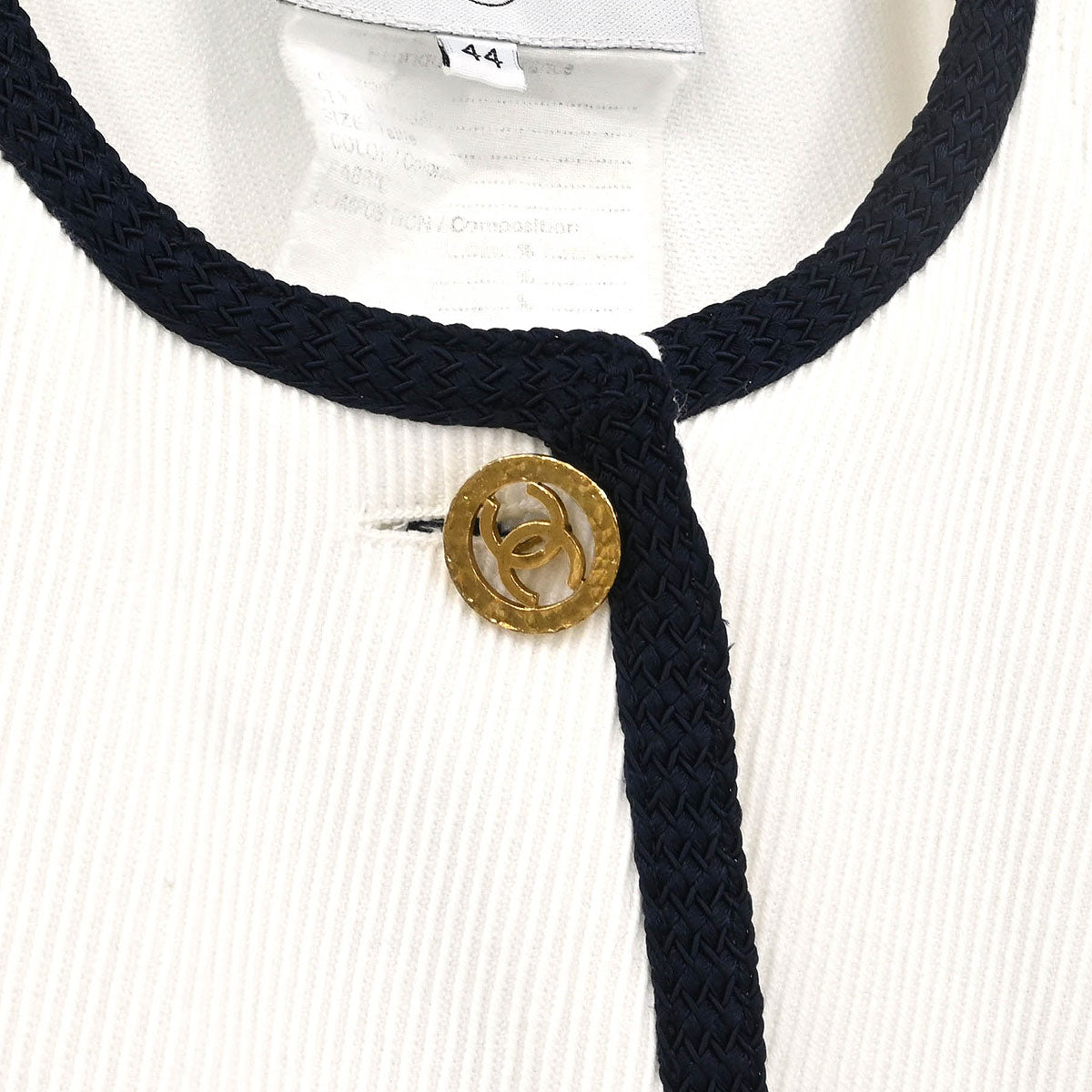 Chanel Single Breasted Collarless Jacket White #44
